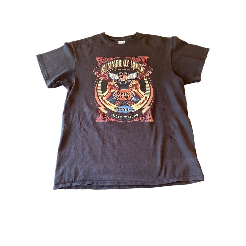 REO Speedwagon Summer of Rock Black 2017 Tour T Shirt Size Large
